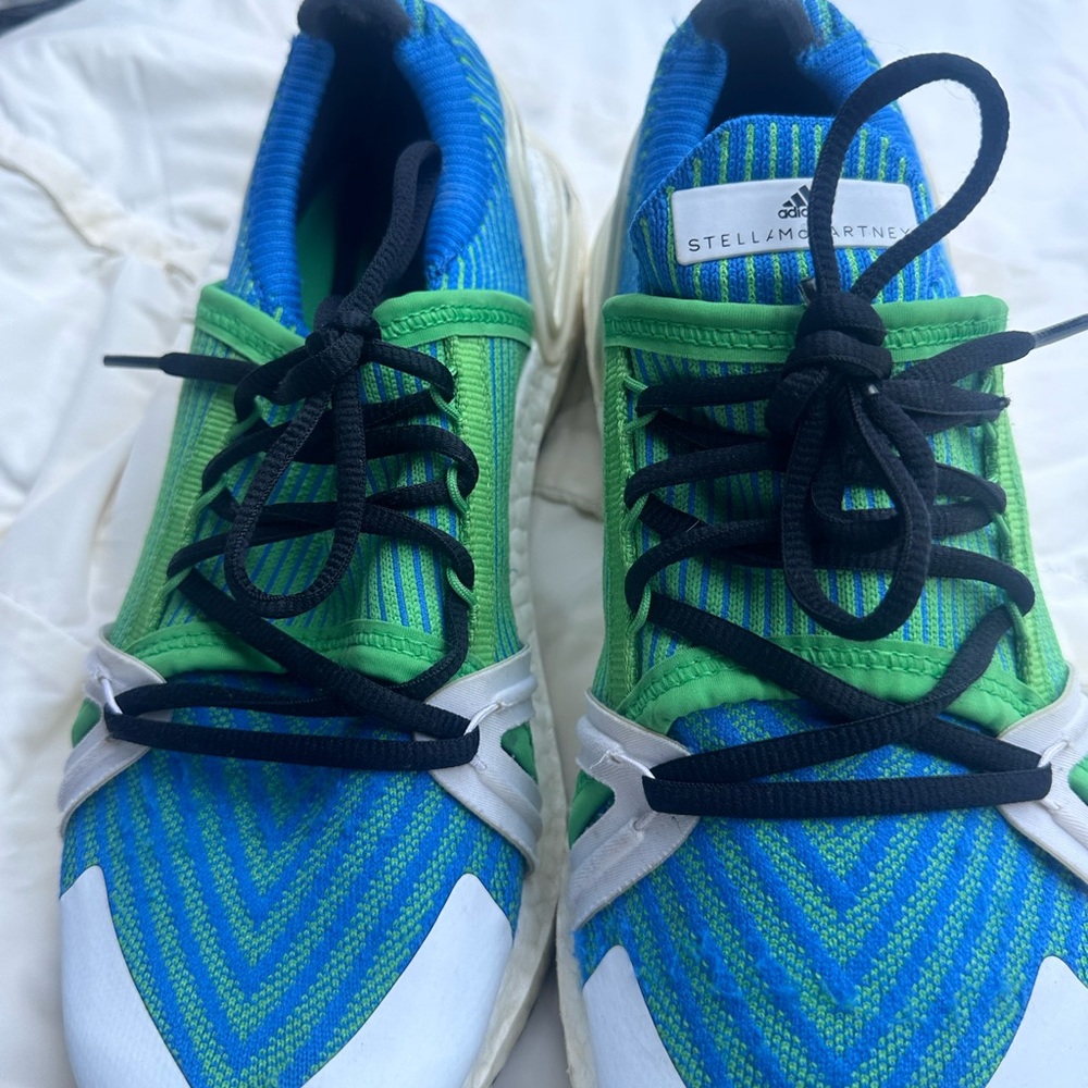 Stella McCartney Blue and Green Striped Sneakers
